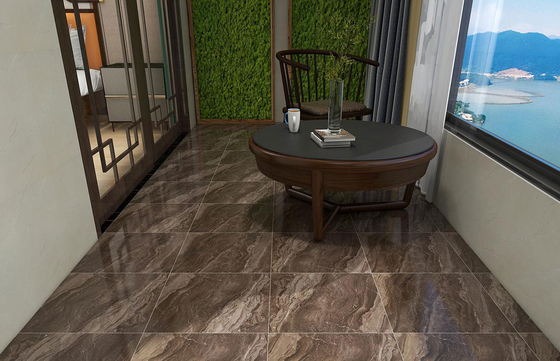 شراء 400×400مليمتر صديقة للبيئة البلاط السيراميكي الروستيكي المزخرف للشرفة والطابق الداخلي والجدار البني الداكن للحمام التصنيع عبر الإنترنت