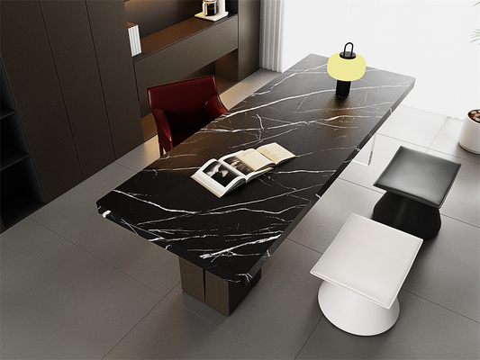 شراء 1420x2700mm مات أسود لوح حجر محشور للطاولات التصنيع عبر الإنترنت
