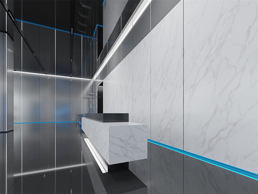 شراء أرضية داخلية بيضاء متسخة 1420x2700mm Carrara ألواح الحجر المكسوة للمكتب التصنيع عبر الإنترنت