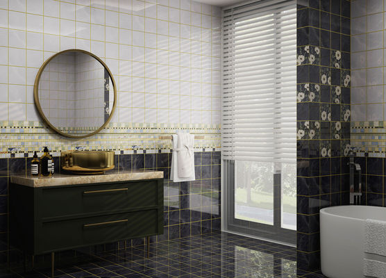 شراء بلاط سيراميك حائطي عتيق مقاس 300x600 مم رمادي داكن سطح مرآة التصنيع عبر الإنترنت