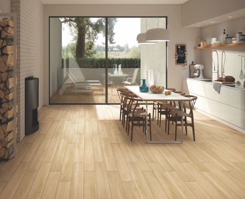 شراء مقاومة للاستعمال 150x900mm أرضية داخلية شريط الخزف الخشبي لغرفة النوم البني والرمادي التصنيع عبر الإنترنت