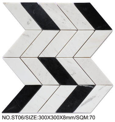 شراء مقاوم للاستعمال 300x300mm الحجر الطبيعي الأبيض والأسود الفسيفساء للحمام وحوض السباحة التصنيع عبر الإنترنت