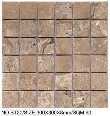 شراء موزاييك حجر طبيعي مربع بني مضاد للانزلاق 300x300 مم لغرفة المعيشة وغرفة النوم التصنيع عبر الإنترنت