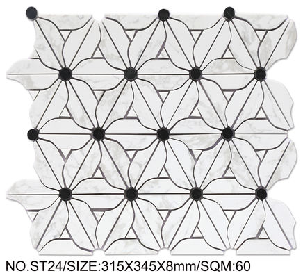 شراء الزهور الأنيقة 315x345ملم الفسيفساء الحجرية الطبيعية لغرفة الطعام والإصلاح التصنيع عبر الإنترنت