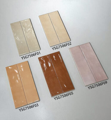 شراء بلاط جدار سيراميكي لامع داخلي 75x300mm الوردي البيج الرائع للنوم وغرفة الطعام التصنيع عبر الإنترنت
