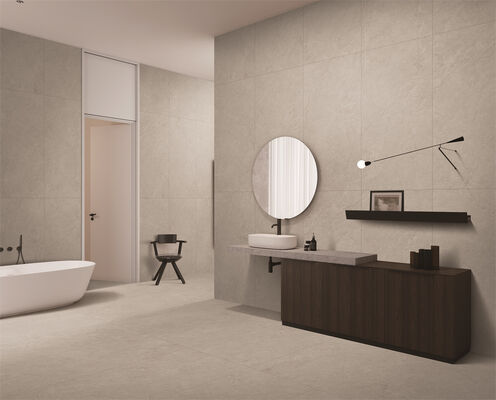 يشتري بلاط بورسلين داخلي بيج رمادي أنيق ومتين مقاوم للبلى والبقع بلمسة نهائية غير لامعة وزجاجية خاصة 600x1200 مم للمكاتب التصنيع عبر الإنترنت