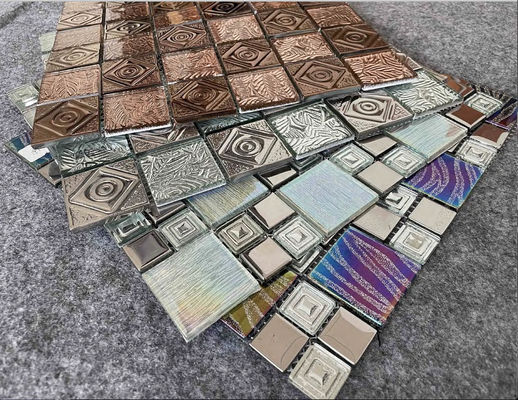 شراء 300x300mm المعدن الزجاج المزخرف البلاط الزجاجي للمسبح التصنيع عبر الإنترنت