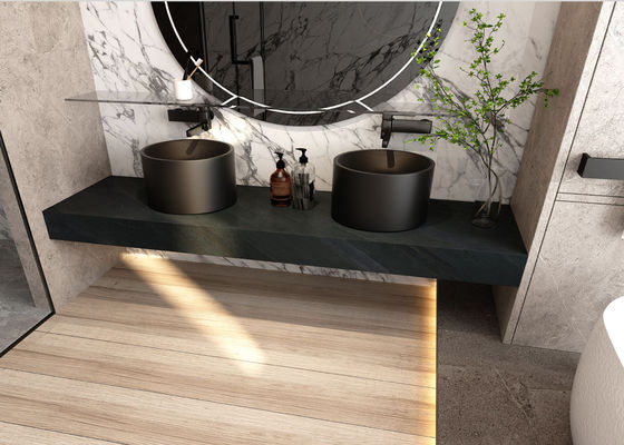 شراء ألواح حجرية متكلسة مكتب أسود 800x2600mm ديكور سطح دولاب التصنيع عبر الإنترنت