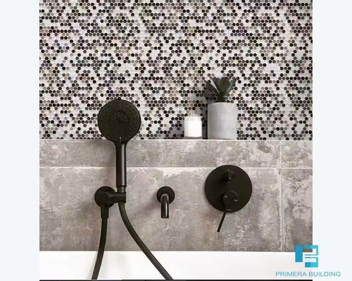 شراء بلاط فسيفساء حمام سباحة سيراميك على شكل زر 303x303 ملم ألوان مختلطة التصنيع عبر الإنترنت