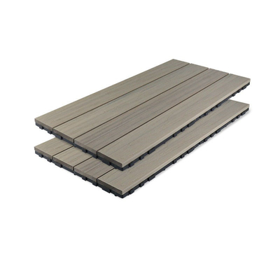 ألواح التزيين WPC لشبكة الحديقة ذات الانقسام الذاتي 71x11mm أرضية رمادية WPC إبزيم خياطة أرضية