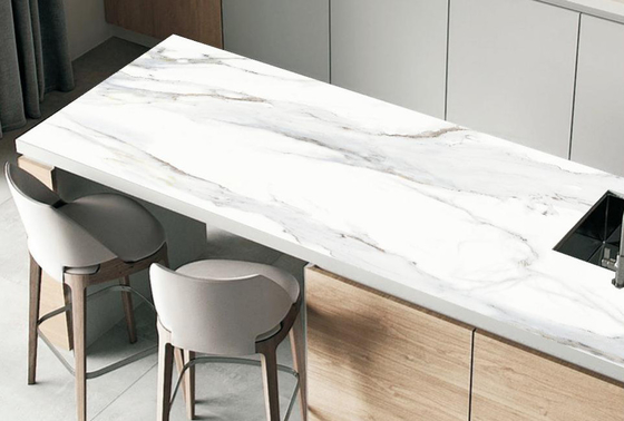 الستار الأبيض الصخري الحجري اللوح 1600x3200x12mm النهاية المتطاطية