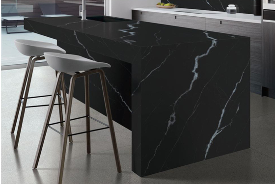 مقاومة للخدوش AAA ألواح الحجر المختلطة 800x2600x12mm مات فانتوم أسود طاولة كبيرة