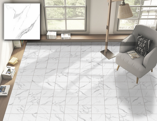 Carrara أبيض 250x250mm أرضية البلاط السيراميكي الريفية لغرفة المعيشة والبلاط الحائطية المقاومة للزخرفة