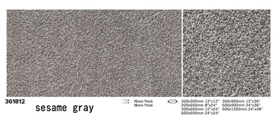 البلاط العصري الرمادي 600x1200x15mm السطح الملتهب الأرضية الخارجية البورسلين البلاط الرصيف للمبنى