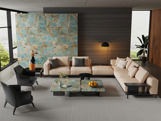 ألواح الحجر المصبوغ الملمع 1600x3200mm للجدران الداخلية