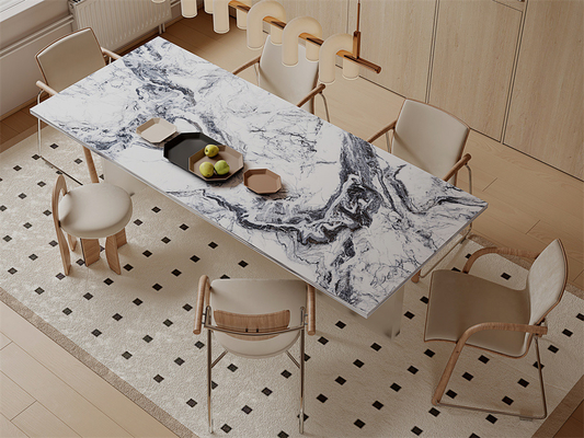 الديكور 1600x3200mm البورسلين الملمع المزخرف الصخري لوح الحجر والجدار الداخلي لوحات كبيرة لغرفة الطعام