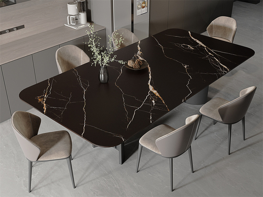 لوح حجر مُلبد أسود مقاس 1600x3200 مم غير لامع لتصميم غرفة النوم