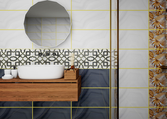 بلاط جدار داخلي رمادي 300x600 مم و بلاط سيراميكي ديكوراتي لتصميم الفنادق