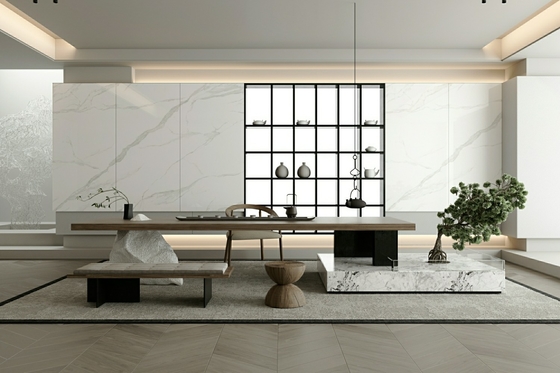 أرضية داخلية W.A 0.5% لا تتلاشى 900x1800x9mm بلاط البورسلين الزجاجي الملمع لغرفة نوم المنزل