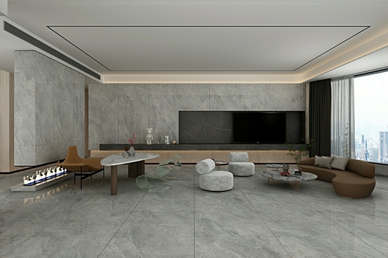 الجدار الخارجي الأنيق الرمادي والطابق الداخلي 900x1800x9mm بلاط البورسلين الملمع الزجاجي للتجديد والمشروع
