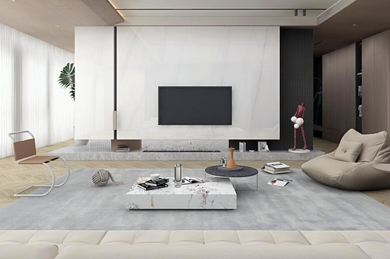 بلاط الأرضيات الداخلية البيضاء من Carrara بلاط البورسلين الملمع المزخرف للتصميم الداخلي وغرفة المعيشة 900x1800x9mm