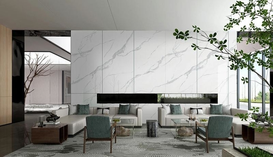 بلاط البورسلين الزجاجي الملمع الأبيض من كارارا 900x1800x9mm