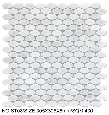 الفسيفساء الحجرية الطبيعية للبيض والأخضر الخفيف 305x305mm