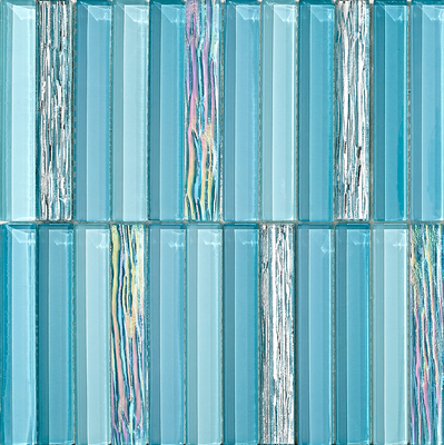 فسيفساء زجاجية زرقاء مقاس 300x300 ملم من طوب النار للفنادق وغرف المعيشة مقاومة للبقع