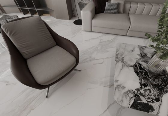 كارارا 1mx1m الحجر الساطع الحديثة الأرضية الداخلية البورسلين الملمع الزجاجي البلاط لغرفة المعيشة والديكور