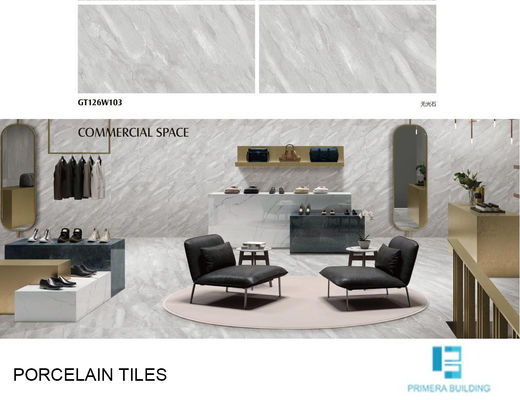 بلاط أرضيات خزفي Terrazzo 600x1200mm ، رخام مزجج ناعم 35N / mm2
