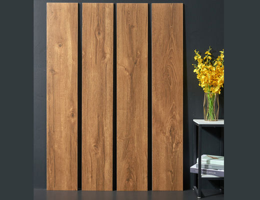 درجة AAA 0.95 سم بلاط بورسلين خشبي ، بلاط أرضيات SGS Wood Look بلون بني
