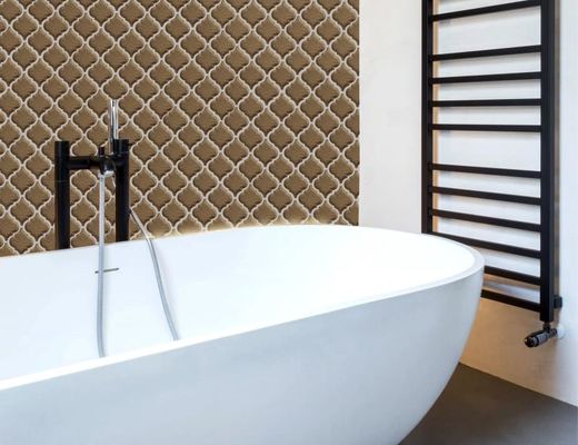 بلاط زجاجي مصقول باللون البني PRIMIERA Lantern Mosaic ، بلاط حائط مزخرف غير لامع 250x270mm