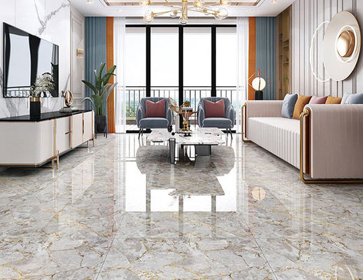 3pcs / ctn SGS لون الذهب بلاط الأرضيات المزجج كامل الجسم الرخام 800x800mm
