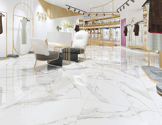 48kgs / ctn Calacatta Clay Marble Porcelain بلاط الأرضيات خطوط ذهبية بيضاء 10mm