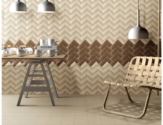 75x150mm حافة مشطوفة 3D بلاط الطباعة النافثة للحبر ، 50M2 أرضية ديكور بلاط مترو الانفاق