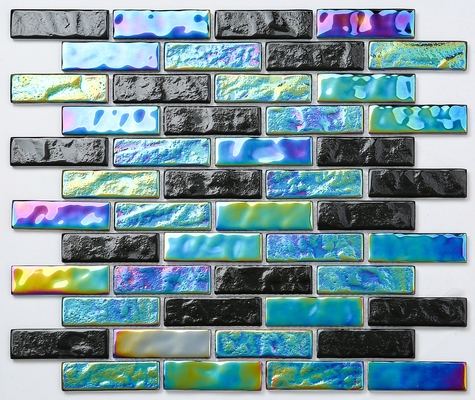 بلاط الفسيفساء الزجاجي الأخضر والأزرق الفاتح 300x300mm AAA للمشروع