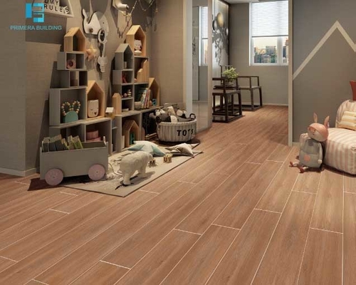 بلاط سيراميك غير لامع مزجج خشبي بني بمظهر لوح ريفي 200x1200 ملم